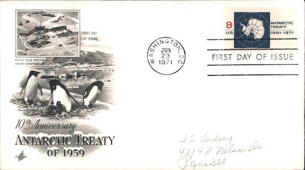 10th Anniversary Antarctic Treaty of 1959 First Day Covers