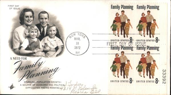 A Need for Family Planning Block of Stamps First Day Covers