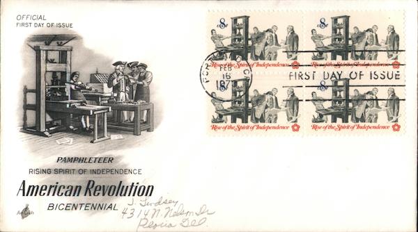 American Revolution Centennial Block of Stamps First Day Covers