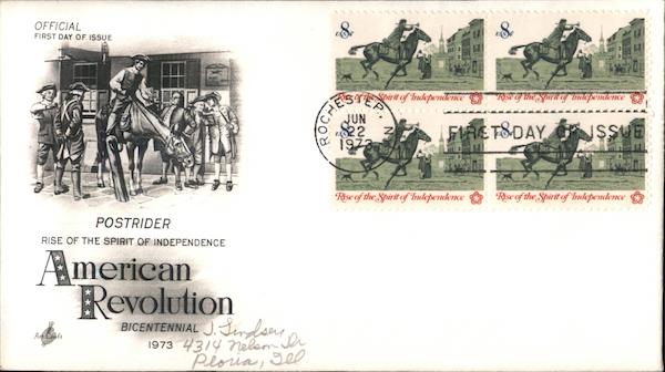 American Revolution BIcentennial 1973 Block of Stamps