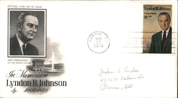 In Memoriam Lyndon B. Johnson 1908-1973 First Day Covers
