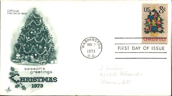 Season's Greetings Christmas 1973 First Day Covers