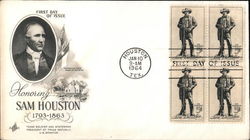 Honoring Sam Houston, 1793-1863 Block of Stamps First Day Cover