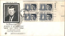 In Memoriam John F. Kennedy Plate Block of Stamps First Day Cover