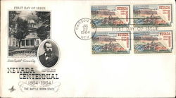 Nevada Centennial 1864-1964 Block of Stamps First Day Cover