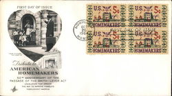 Tribute to American Homemakers Block of Stamps First Day Cover