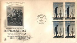 Civil War Centennial, Appomattox, 1865-1965 Block of Stamps First Day Cover
