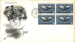 International Cooperation Year 1965 Block of Stamps First Day Cover