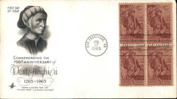 Commemorating the 700th Anniversary of Dante Alighieri, 1265-1965 Block of Stamps First Day Cover