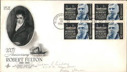 200th Anniversary Robert Fulton 1765-1965 Block of Stamps First Day Cover