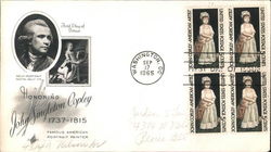 Honoring John Singleton Copley, 1737-1815 Block of Stamps First Day Cover