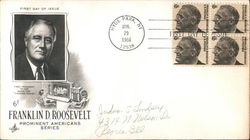 Franklin D. Roosevelt - Prominent Americans Series Block of Stamps First Day Cover