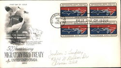 50th Anniversary Migratory Bird Treaty UnIted States-Canada 1966 Block of Stamps First Day Cover