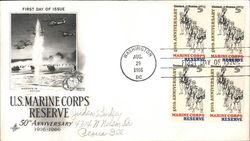 U.S. Marine Corps Reserve 50th Anniversary 1916-1966 Block of Stamps First Day Cover
