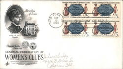 Diamond Jubilee General Federation of Women's Clubs Block of Stamps First Day Cover