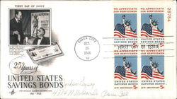 25 Years of United States Savings Bonds Block of Stamps First Day Cover