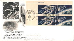 Saluting United Space Achievements Plate Block of Stamps First Day Cover