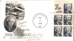 World Famous Architect Frank Lloyd Wright Block of Stamps First Day Cover