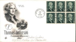 1¢ Thomas Jefferson Prominent Americans Series First Day Cover
