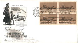 75th Anniversary of the Opening of the Cherokee Strip 1893-1968 Block of Stamps First Day Cover
