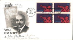 W. C. Handy, Father of the Blues Block of Stamps First Day Cover