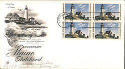 150th Anniversary Maine Statehood 1820-1970 - Pine Tree State Block of Stamps First Day Cover