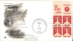 11c Air Mail Booklet Pane Series of 1971 Block of Stamps First Day Cover