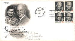 Dwight D. Eisenhower, 34th President and First Lady Block of Stamps First Day Cover