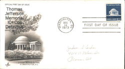 Thomas Jefferson Memorial 10¢ Coil Definitive 1973 First Day Cover