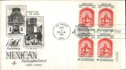 150th Anniversary of Mexican Independence 1810-1960 Plate Block of Stamps First Day Covers First Day Cover First Day Cover First Day Cover