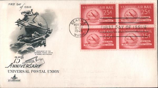 15th Anniversary Universal Postal Union First Day Covers