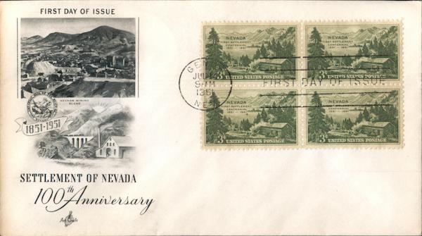 Settlement of Nevada 100th Anniversary Block of Stamps