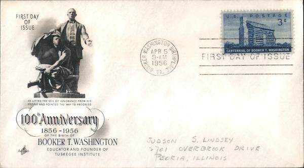 100th Anniversary Booker T. Washington 1856-1956 First Day Covers