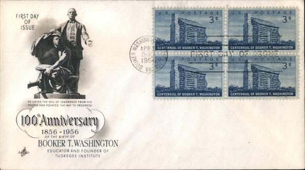 100th Anniversary Booker T. Washington 1856-1956 Block of Stamps