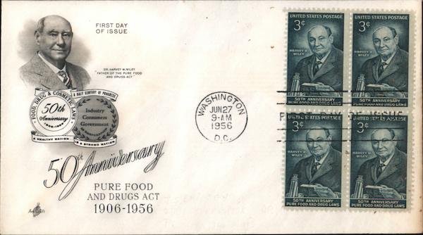 50th Anniversary Pure Food and Drugs Act 1906-1956 Block of Stamps