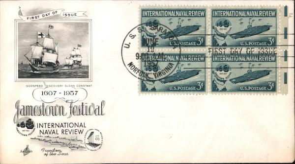 1607-1957 Jamestown Festival - International Naval Review Block of Stamps