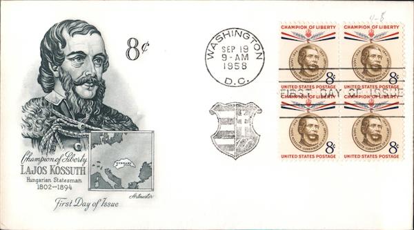Champion of Liberty Lajos Kossuth Hungarian Statesman 1802-1894 Block of Stamps
