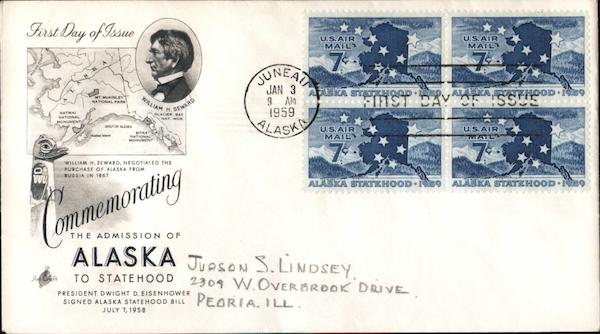 Commemorating the Admission of Alaska to Statehood Block of Stamps