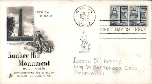 Bunker Hill Monument - Built in 1825 First Day Covers