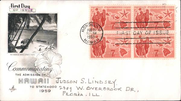 Commemorating the Admission of Hawaii to Statehood 1959 Block of Stamps