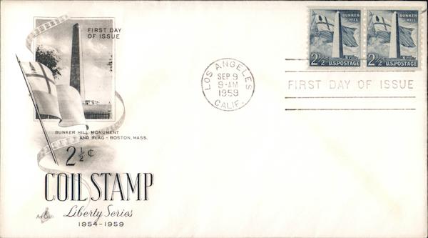 2 1/2c Coil Stamp Liberty Series 1954-1959 First Day Covers
