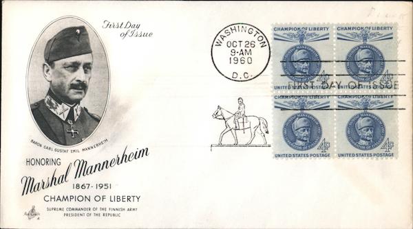Honoring Marshal Mannerheim 1867-1951 Block of Stamps