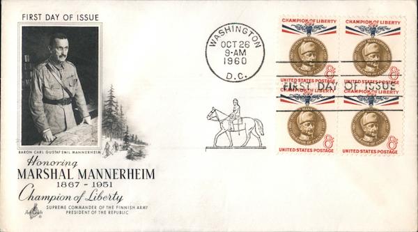 Honoring Marshal Mannerheim 1867-1951 Block of Stamps