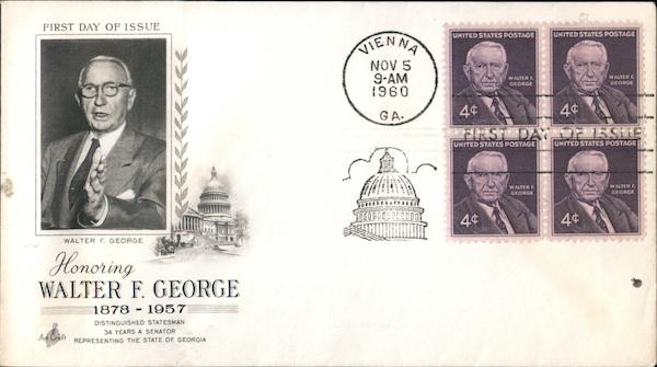 Honoring Walter F. George 1878-1957 Block of Stamps