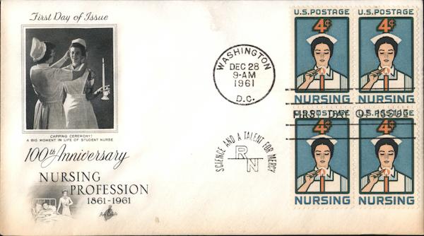 100th Anniversary Nursing Profession 1861-1961 Block of Stamps