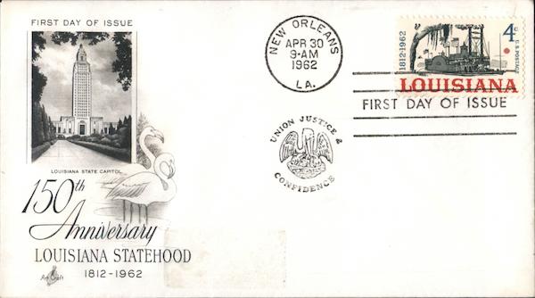 150th Anniversary Louisiana Statehood 1812-1962 First Day Covers