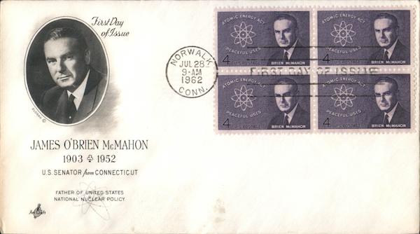 James O'Brien McMahon 1903-1952 U. S. Senator from Connecticut Block of Stamps