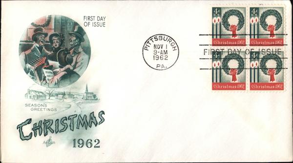 Season's Greetings - Christmas 1962 Block of Stamps