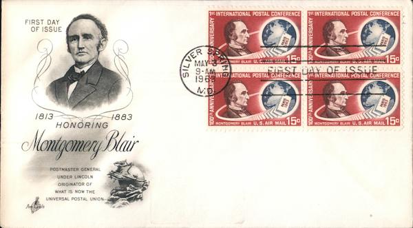 Honoring Montgomery Blair Block of Stamps First Day Covers