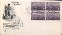 100th Anniversary Founding of Fort Kearny, Nebraska Block of Stamps First Day Cover